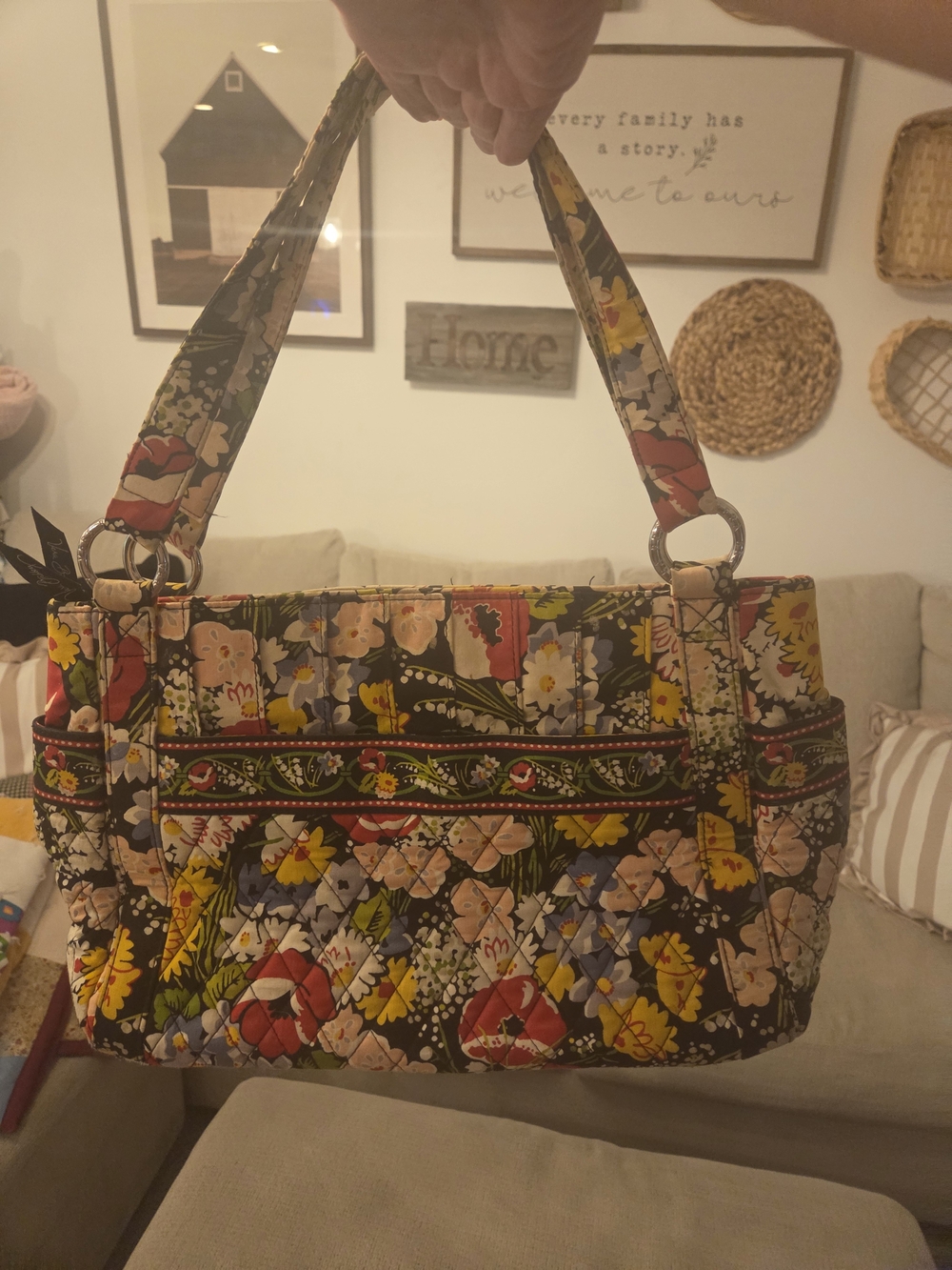 Vera Bradley Quilted Floral Tote in Yellow, Red, Green, Blue